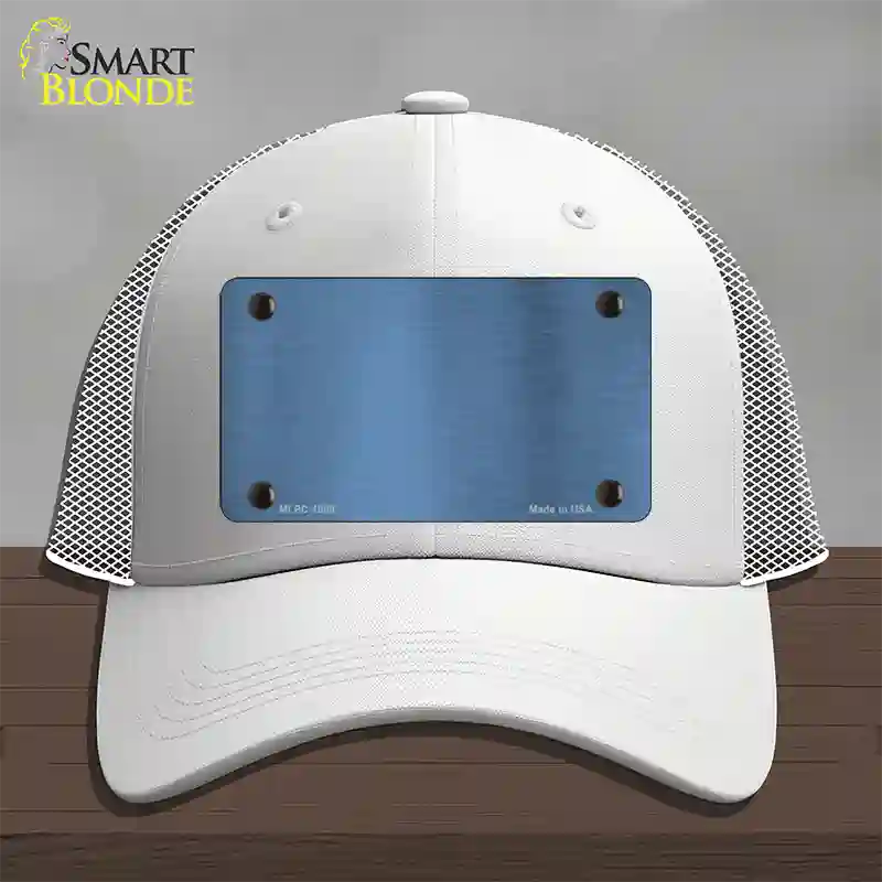 Light Blue Metallic Solid Novelty License Plate Hat Mesh / White