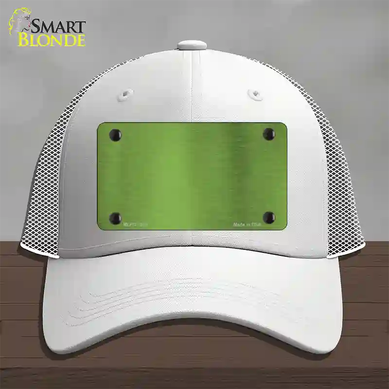 Lime Green Metallic Solid Novelty License Plate Hat Mesh / White