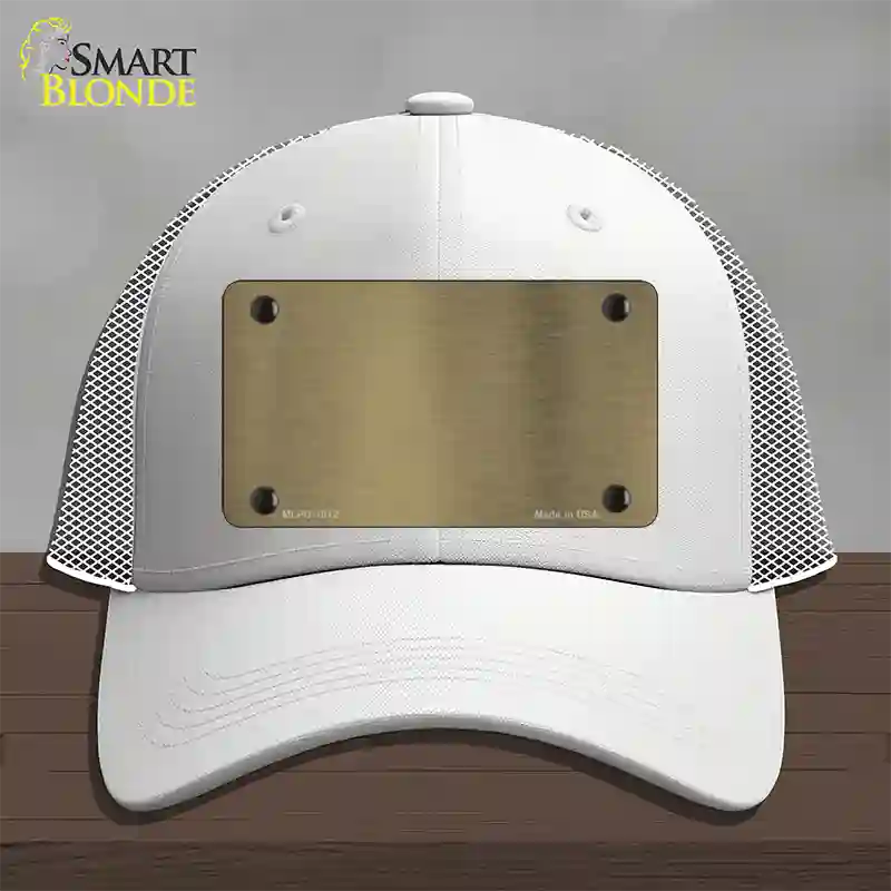 Gold Metallic Solid Novelty License Plate Hat Mesh / White