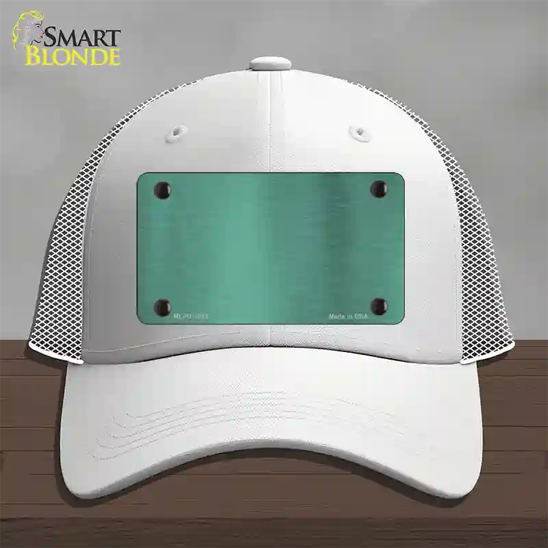 Teal Metallic Solid Novelty License Plate Hat Mesh / White