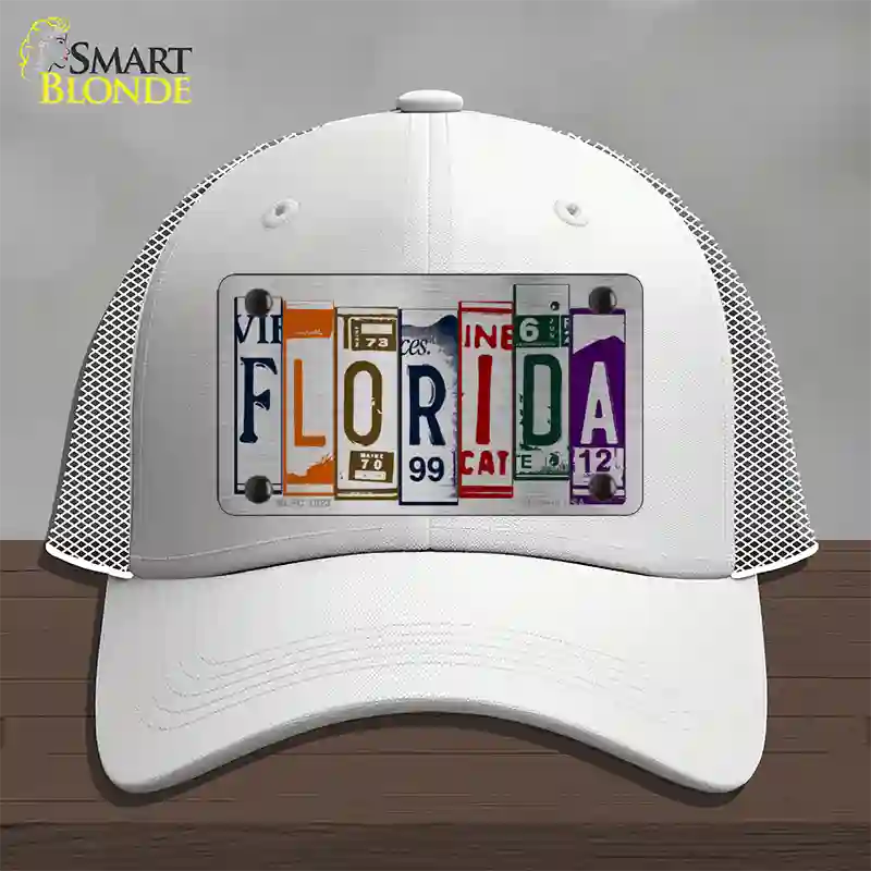 Florida License Plate Art Novelty License Plate Hat Mesh / White