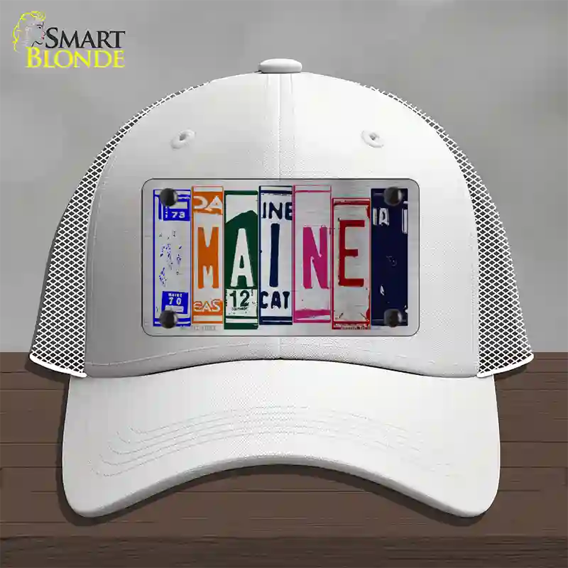 Maine License Plate Art Novelty License Plate Hat Mesh / White