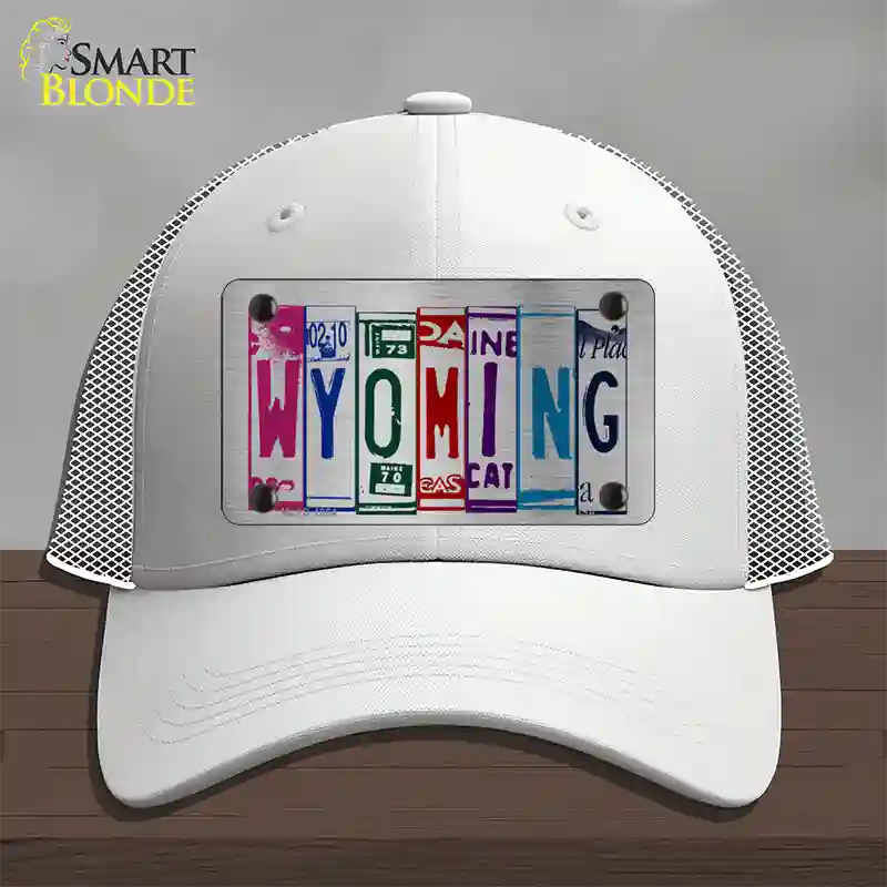 Wyoming License Plate Art Novelty License Plate Hat Mesh / White