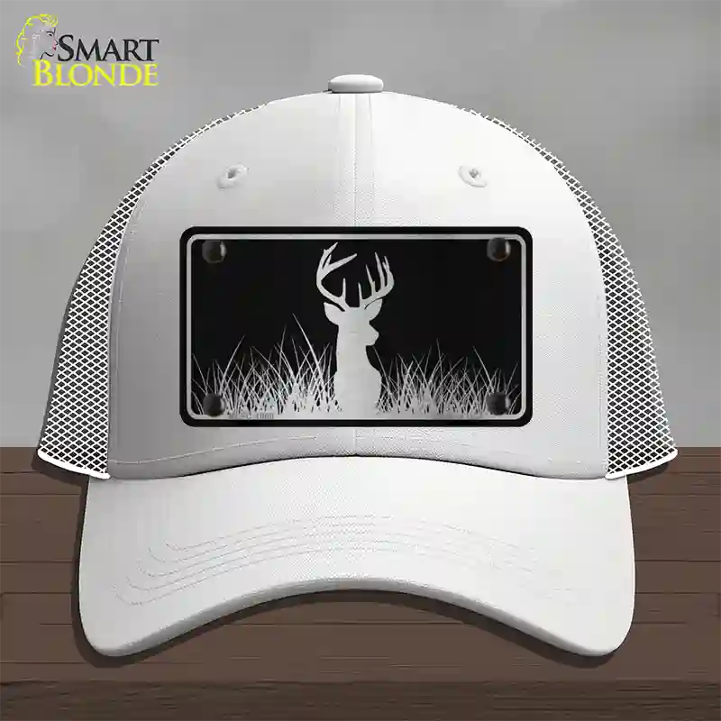 Deer Black Brushed Chrome Novelty License Plate Hat Mesh / White