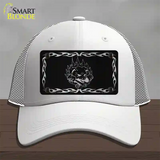 Pig In Flames Black Brushed Chrome Novelty License Plate Hat Mesh / White