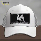 Rooster Black Brushed Chrome Novelty License Plate Hat Mesh / White