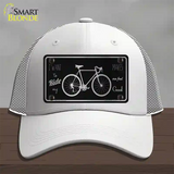 Bike Black Brushed Chrome Novelty License Plate Hat Mesh / White