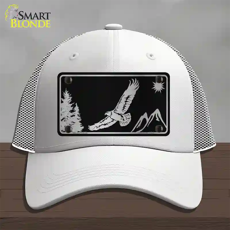 Eagle Black Brushed Chrome Novelty License Plate Hat Mesh / White