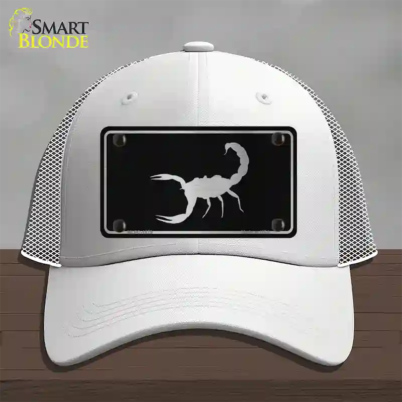 Scorpion Black Brushed Chrome Novelty License Plate Hat Mesh / White