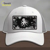 Octopus Black Brushed Chrome Novelty License Plate Hat Mesh / White