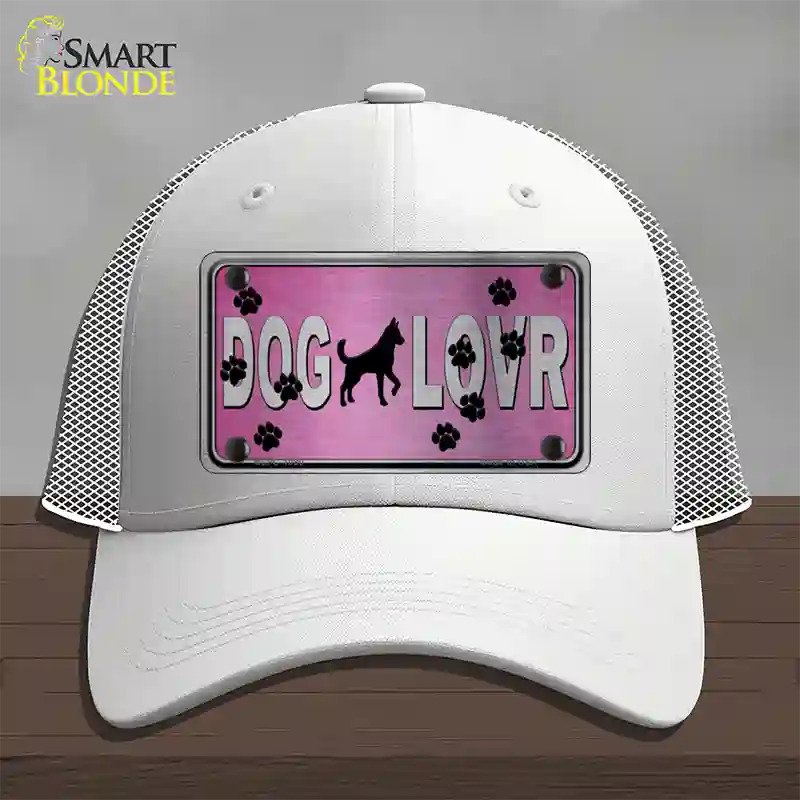 Dog Lover Pink Brushed Chrome Novelty License Plate Hat Tag Mesh / White