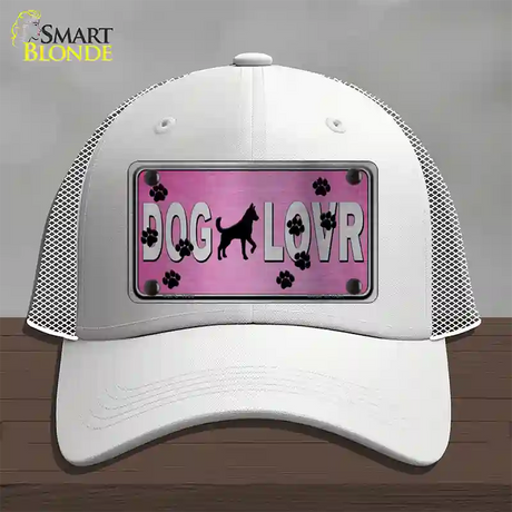 Dog Lover Pink Brushed Chrome Novelty License Plate Hat Tag Mesh / White