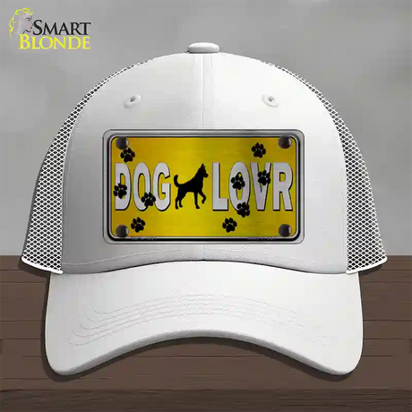 Dog Lover Yellow Brushed Chrome Novelty License Plate Hat Tag Mesh / White