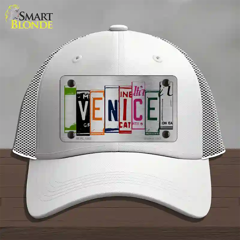 Venice License Plate Art Brushed Chrome Novelty License Plate Hat Tag Mesh / White