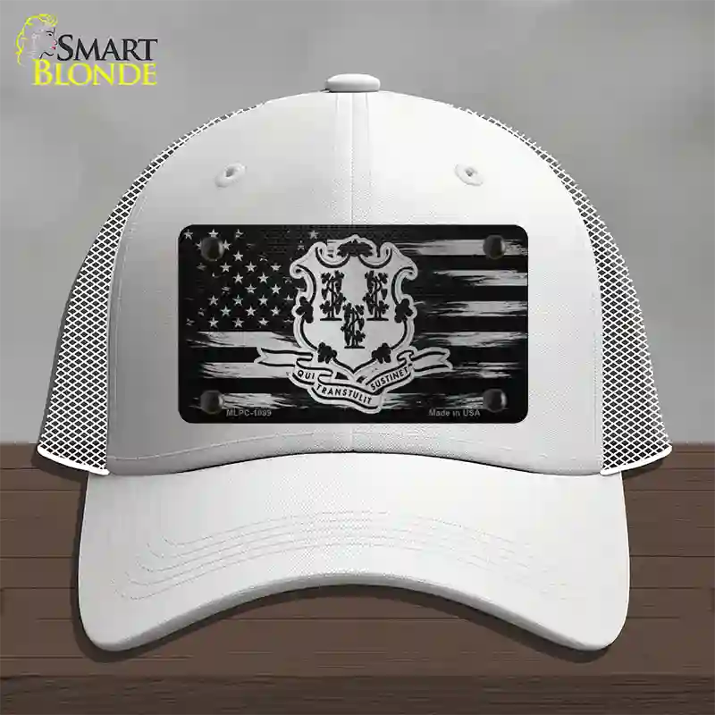 Connecticut Carbon Fiber Novelty License Plate Hat Mesh / White