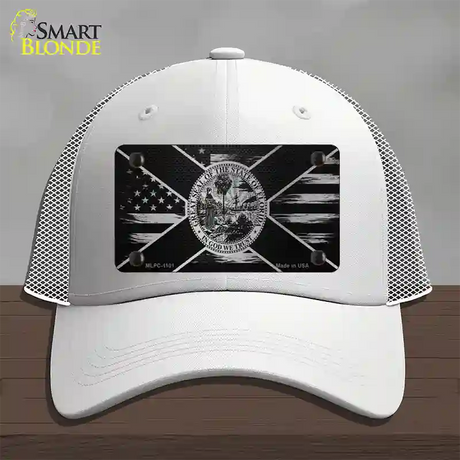 Florida Carbon Fiber Novelty License Plate Hat Mesh / White