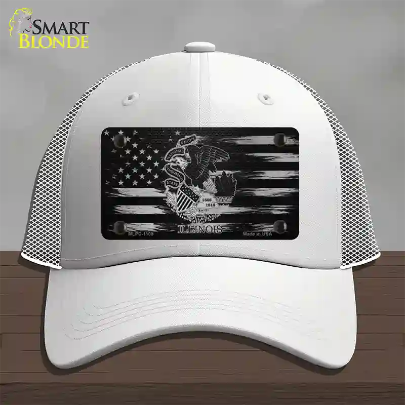 Illinois Carbon Fiber Novelty License Plate Hat Mesh / White