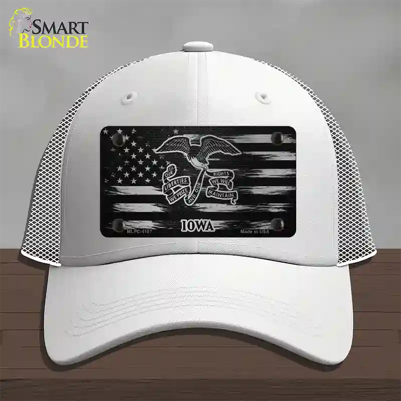 Iowa Carbon Fiber Novelty License Plate Hat Mesh / White