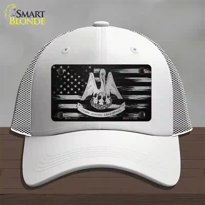 Louisiana Carbon Fiber Novelty License Plate Hat Mesh / White