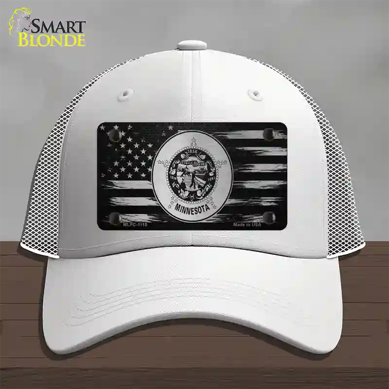 Minnesota Carbon Fiber Novelty License Plate Hat Mesh / White