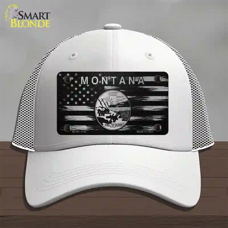 Montana Carbon Fiber Novelty License Plate Hat Mesh / White