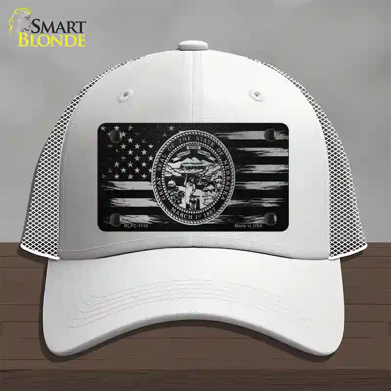 Nebraska Carbon Fiber Novelty License Plate Hat Mesh / White