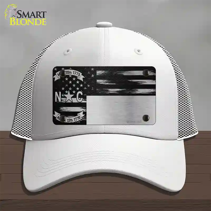 North Carolina Carbon Fiber Novelty License Plate Hat Mesh / White