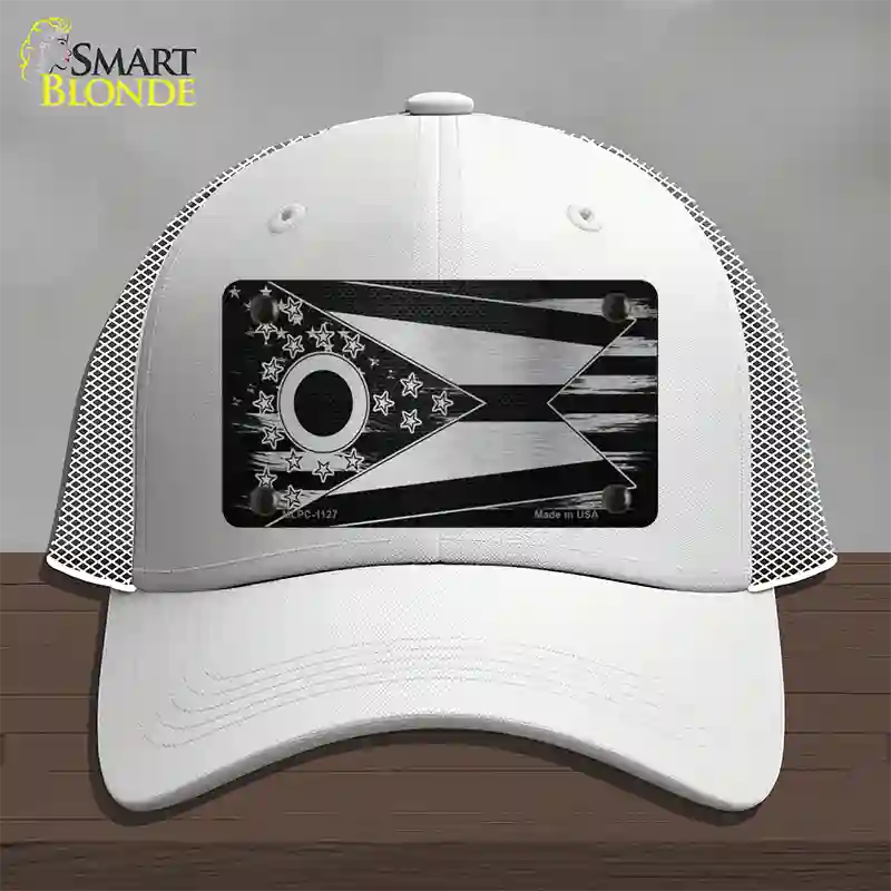 Ohio Carbon Fiber Novelty License Plate Hat Mesh / White