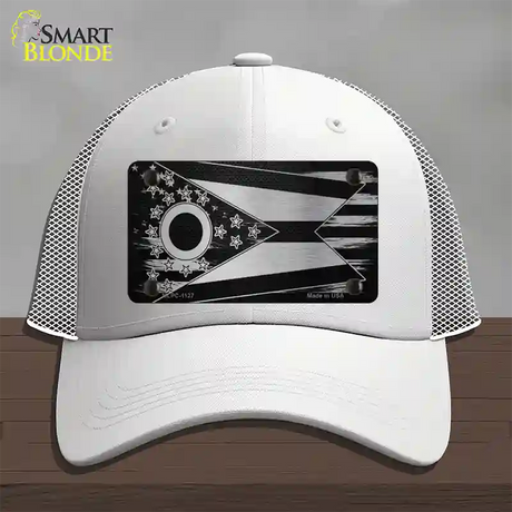 Ohio Carbon Fiber Novelty License Plate Hat Mesh / White