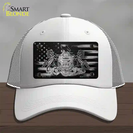 Pennsylvania Carbon Fiber Novelty License Plate Hat Mesh / White