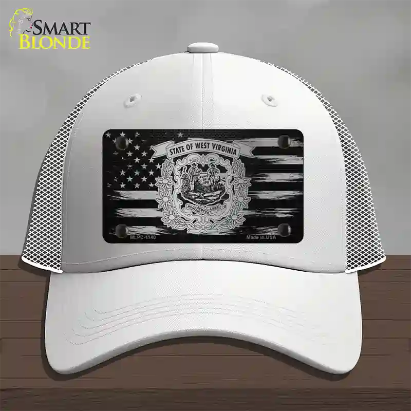 West Virginia Carbon Fiber Novelty License Plate Hat Mesh / White