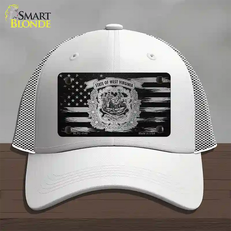 West Virginia Carbon Fiber Novelty License Plate Hat Mesh / White