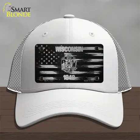 Wisconsin Carbon Fiber Novelty License Plate Hat Mesh / White