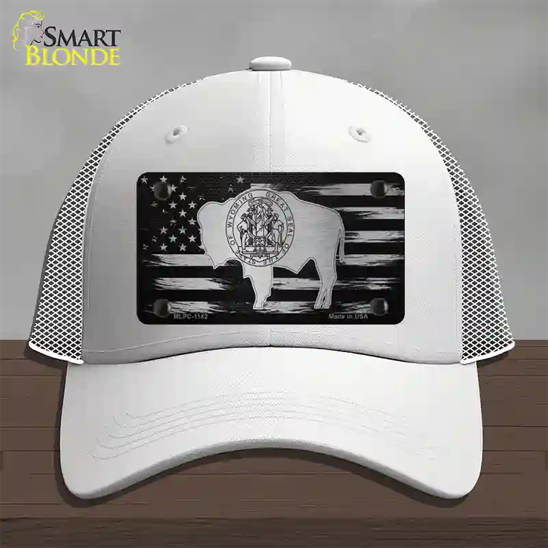 Wyoming Carbon Fiber Novelty License Plate Hat Mesh / White