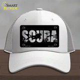 Scuba Brushed Chrome Novelty License Plate Hat Mesh / White