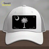 Palmetto Flag Brushed Chrome Novelty License Plate Hat Mesh / White