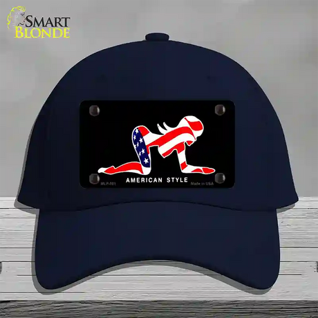 American Style Sexy Flag Pose Novelty License Plate Hat Cotton / Navy