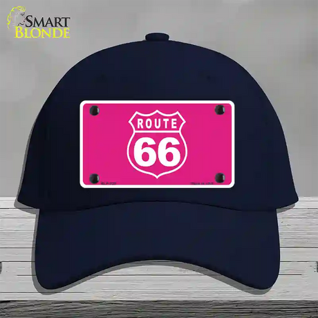 US Route 66 Pink Novelty License Plate Hat Cotton / Navy