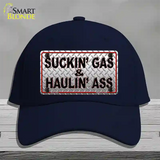 Suckin Gas and Haulin Ass Novelty License Plate Hat Cotton / Navy