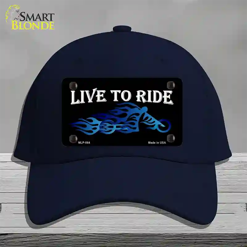 Live To Ride Novelty License Plate Hat Cotton / Navy