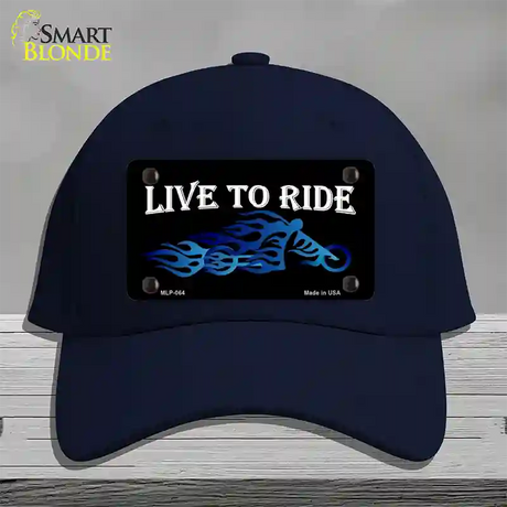 Live To Ride Novelty License Plate Hat Cotton / Navy