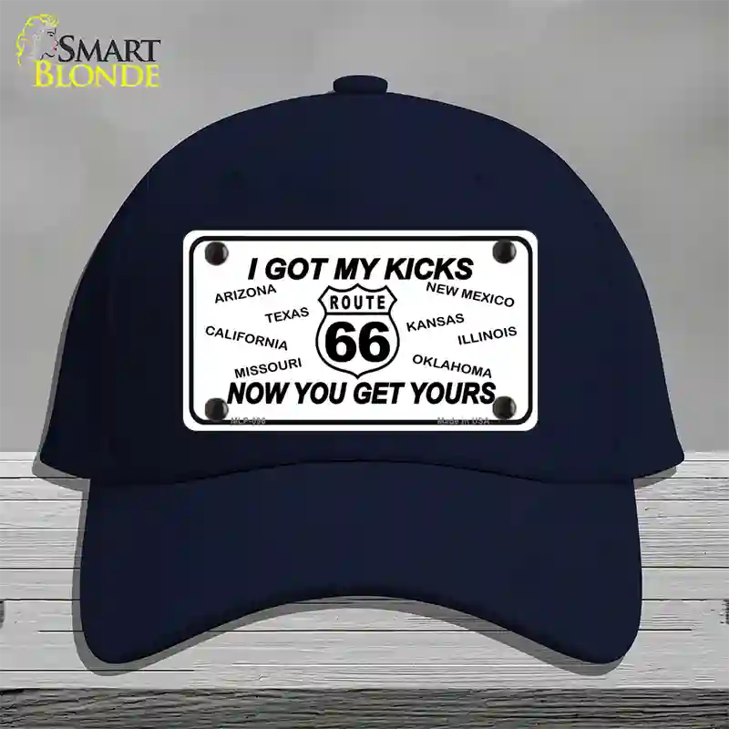 I Got My Kicks Novelty License Plate Hat Cotton / Navy