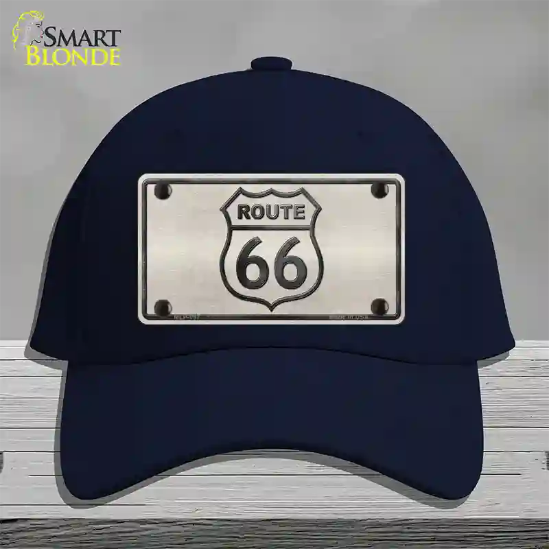 Route 66 Shield White Novelty License Plate Hat Cotton / Navy