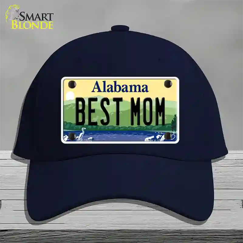 Best Mom Alabama Novelty License Plate Hat Cotton / Navy