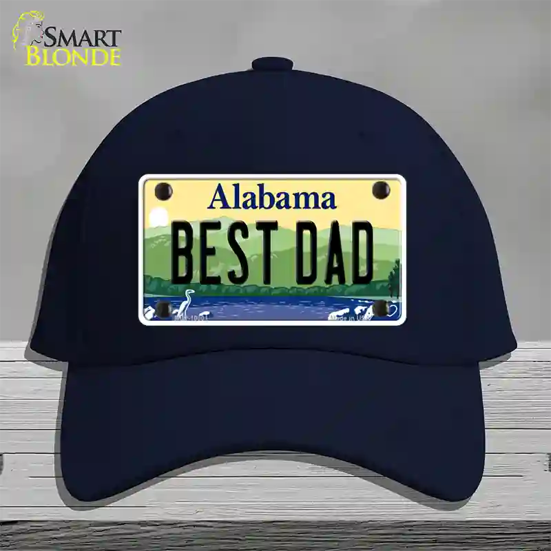 Best Dad Alabama Novelty License Plate Hat Cotton / Navy