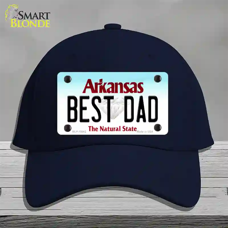 Best Dad Arkansas Novelty License Plate Hat Cotton / Navy