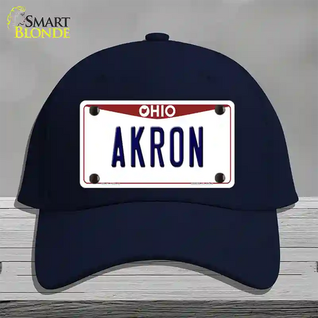 Akron Ohio Novelty License Plate Hat Cotton / Navy