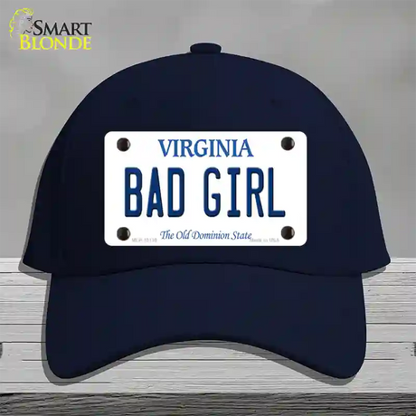 Bad Girl Virginia Novelty License Plate Hat Cotton / Navy