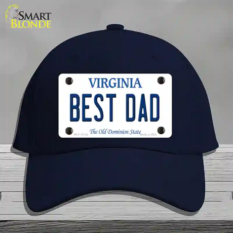 Best Dad Virginia Novelty License Plate Hat Cotton / Navy