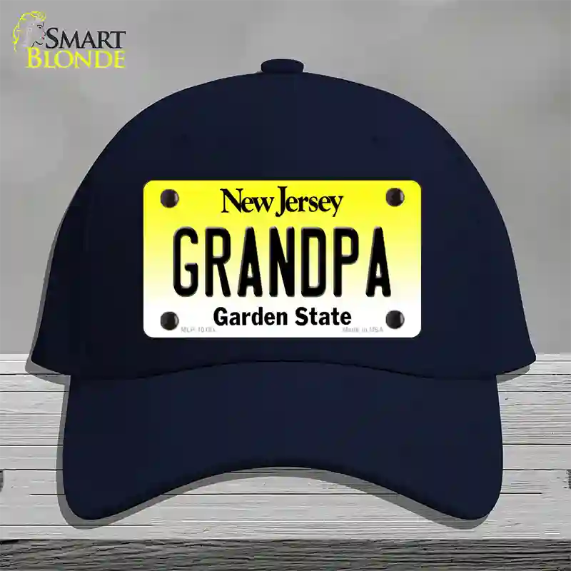 Grandpa New Jersey Novelty License Plate Hat Cotton / Navy